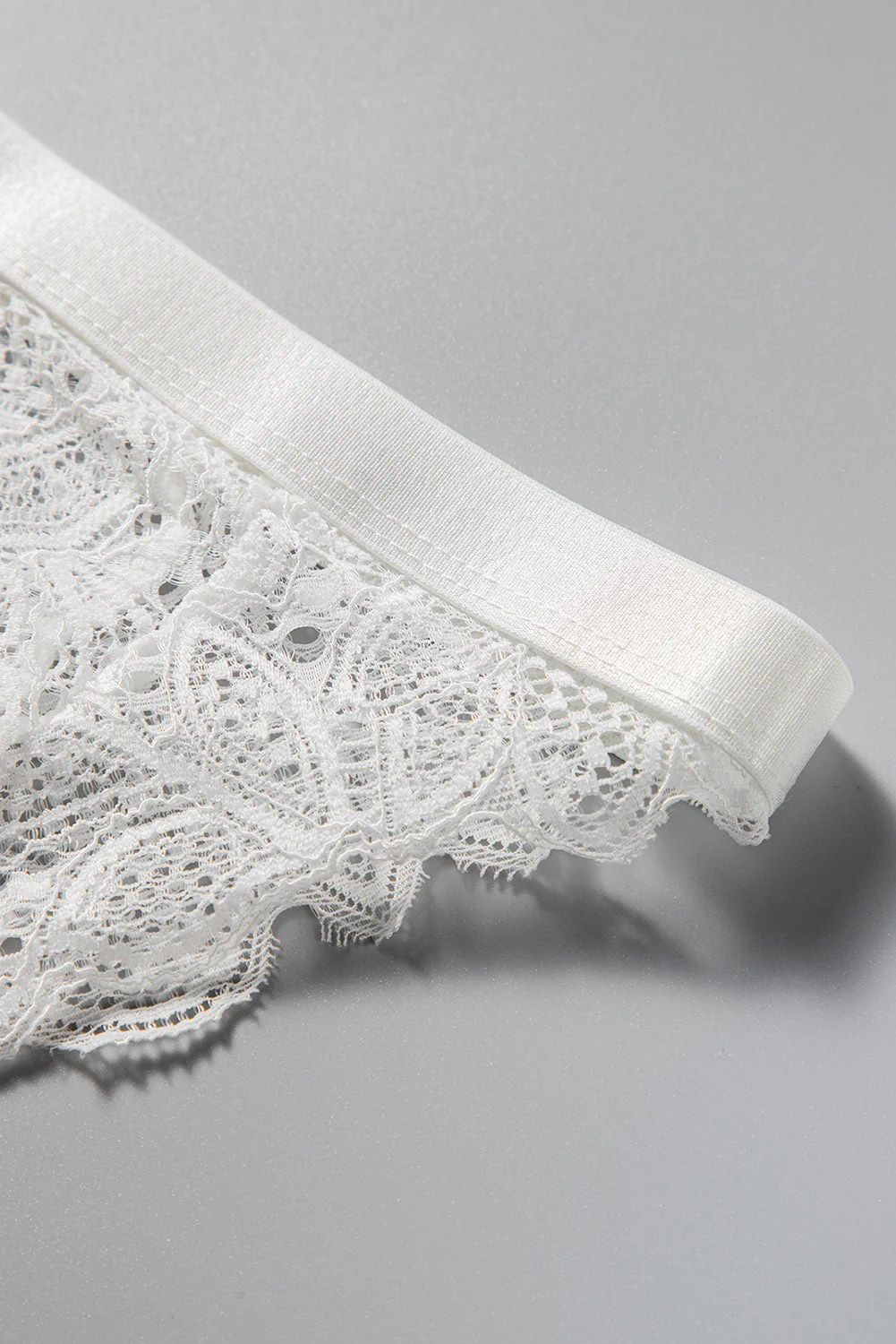 White Solid Lace Bralette Lingerie Set - Image 9