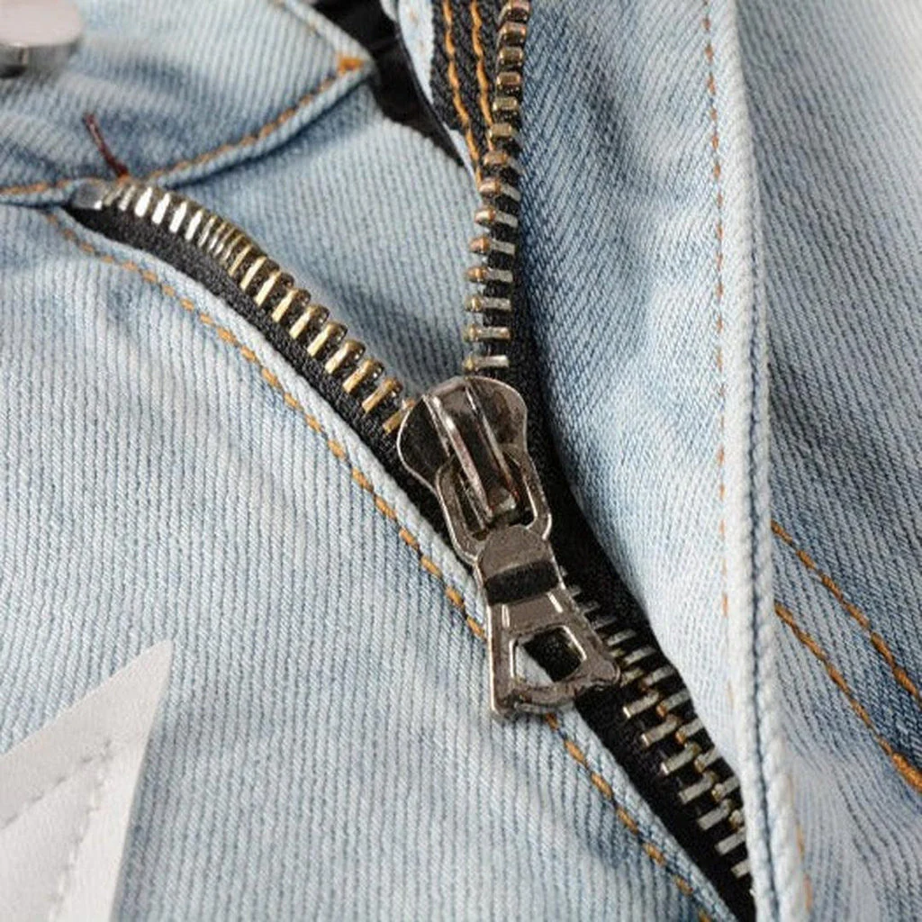 White stars embroidery men's jeans - Image 7