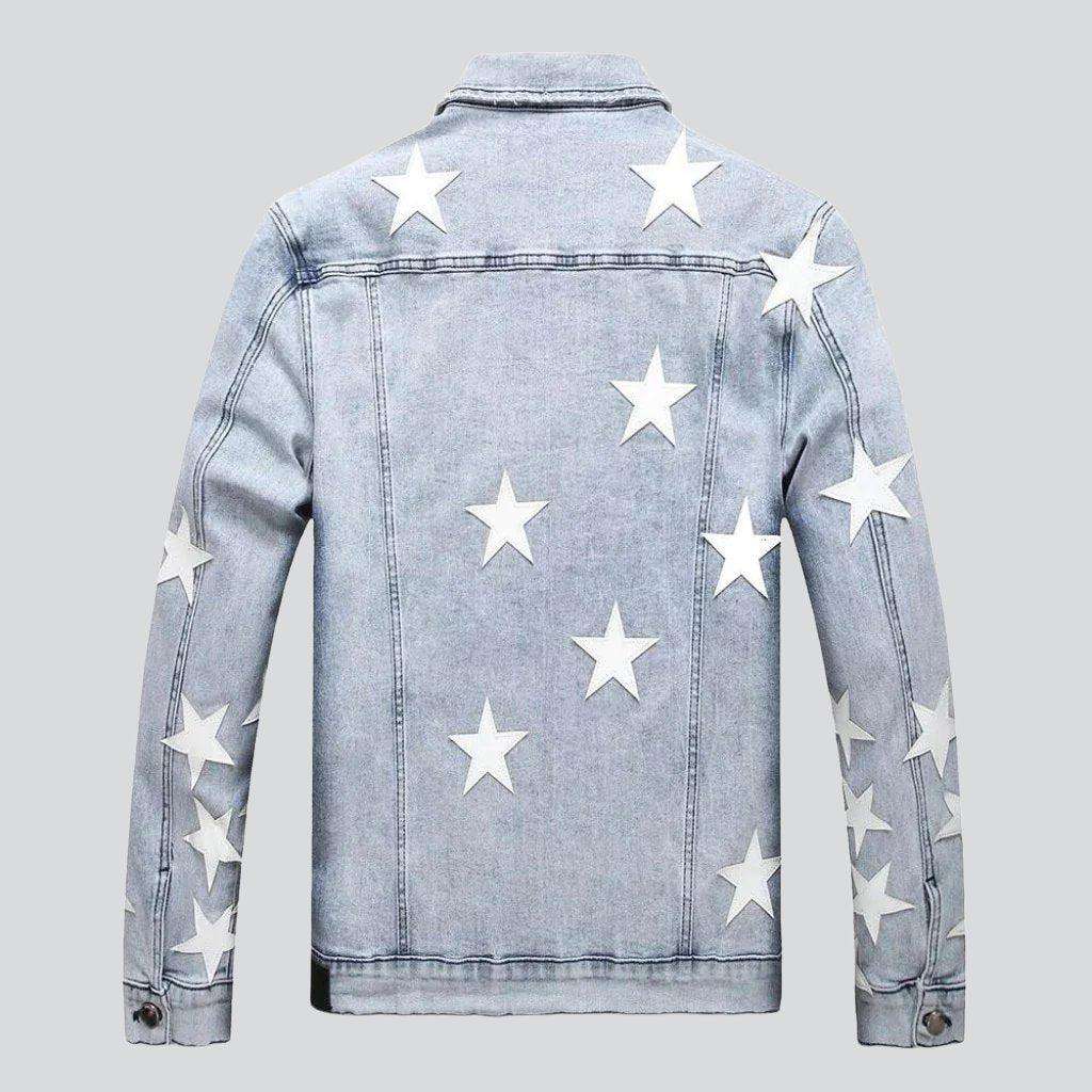 White stars light denim jacket - Image 3