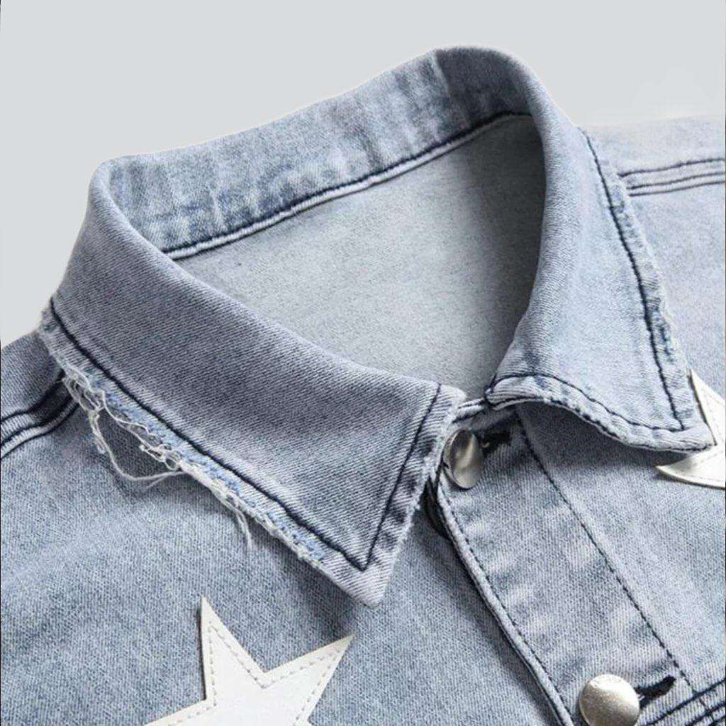 White stars light denim jacket - Image 4