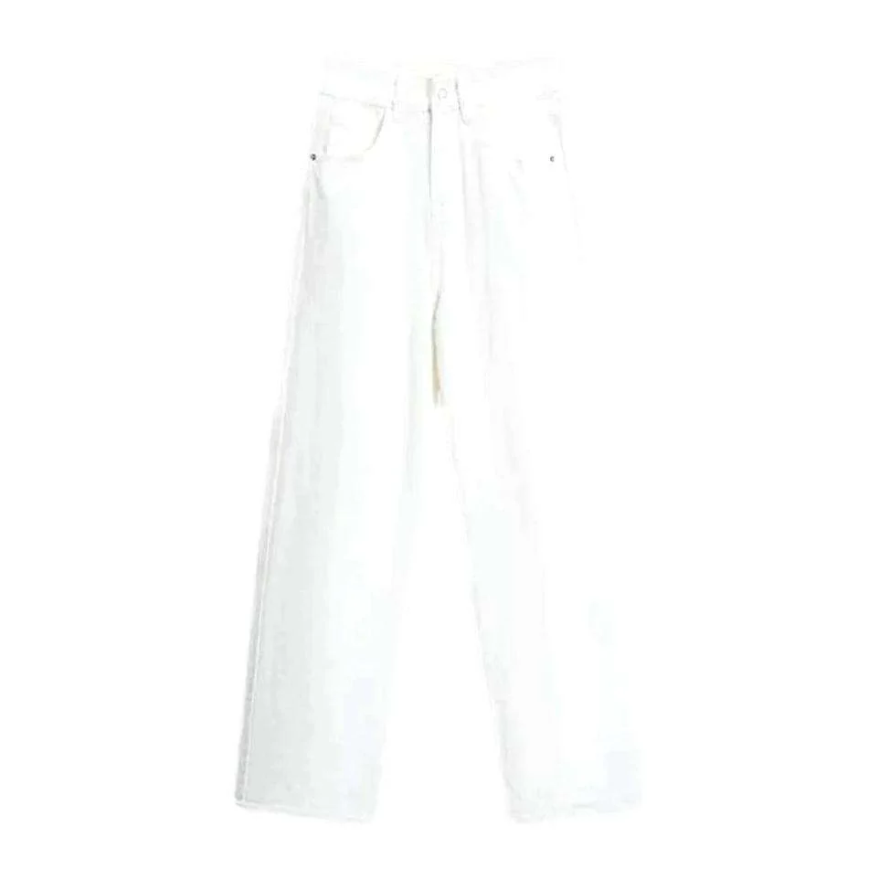 White straight-cut women's jeans - Image 2