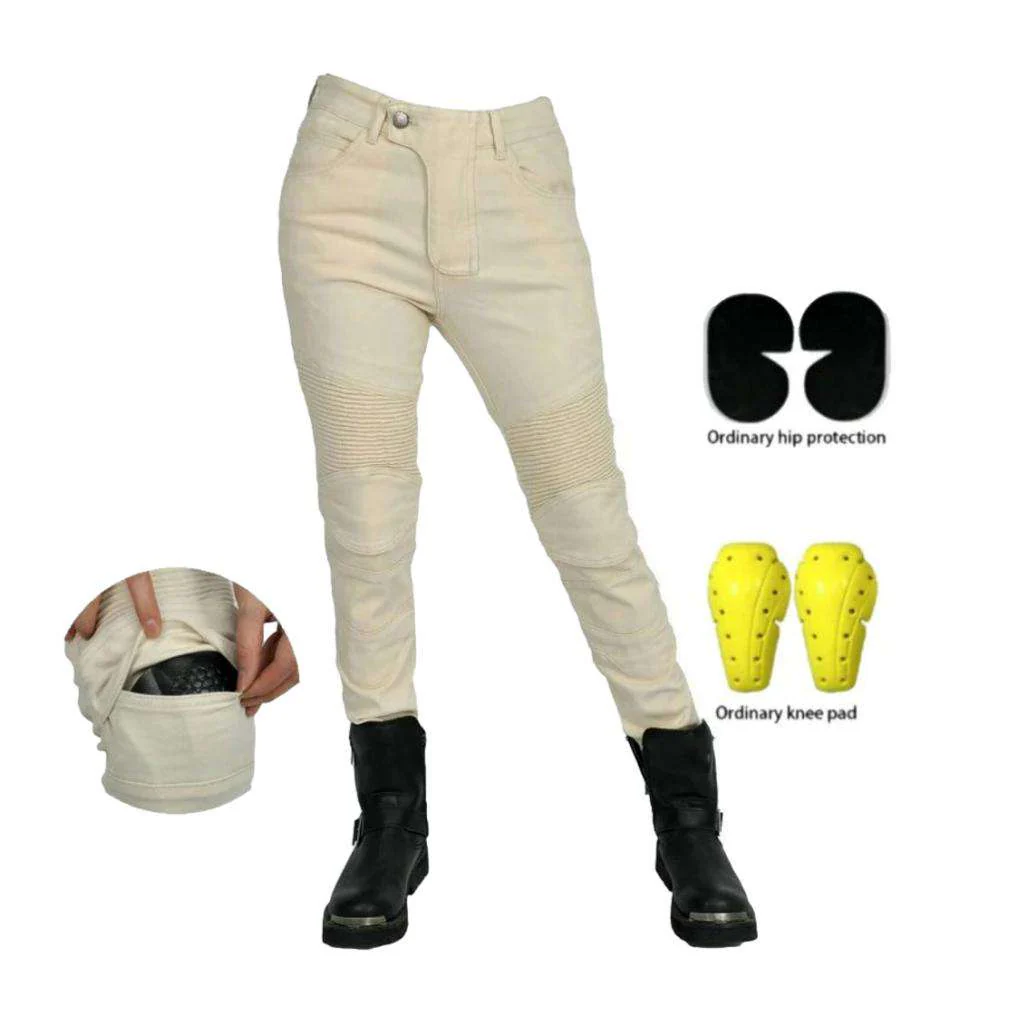 White women's biker denim pants - Image 2