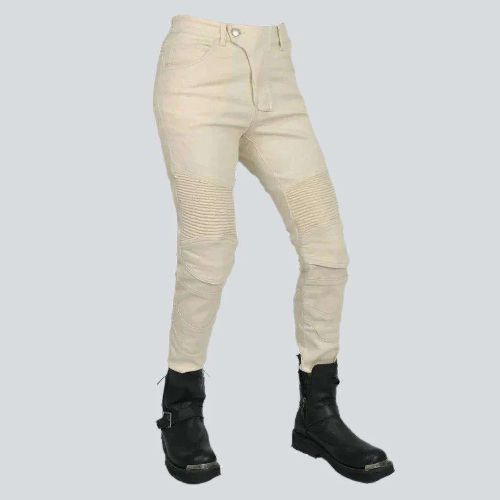 White women's biker denim pants - Image 3