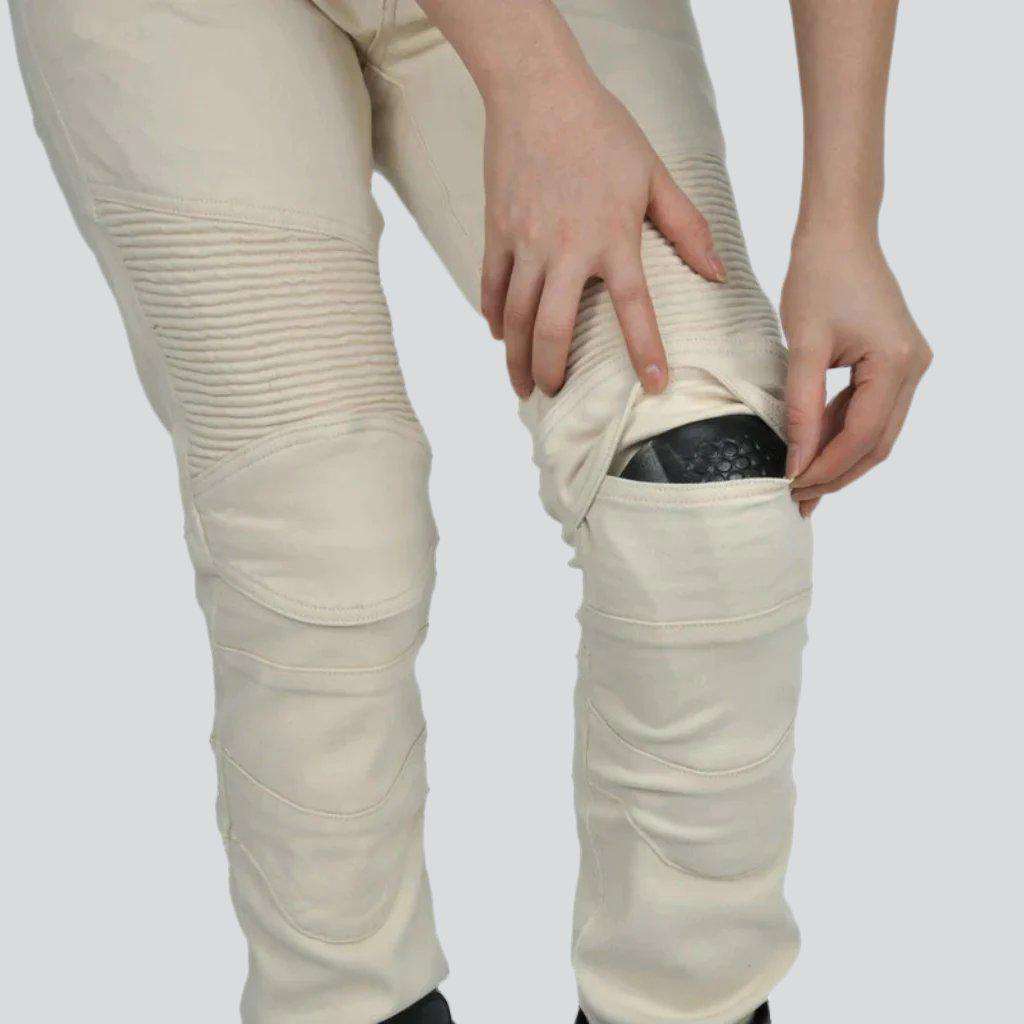 White women's biker denim pants - Image 4