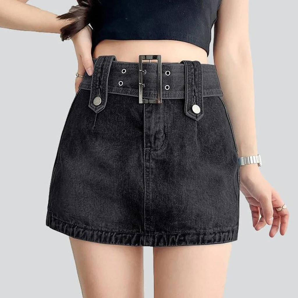 Wide belt mini denim skirt - Image 4
