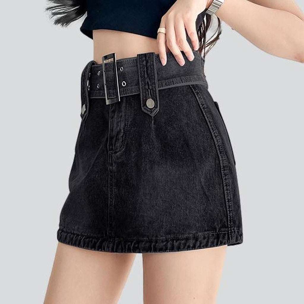 Wide belt mini denim skirt - Image 5