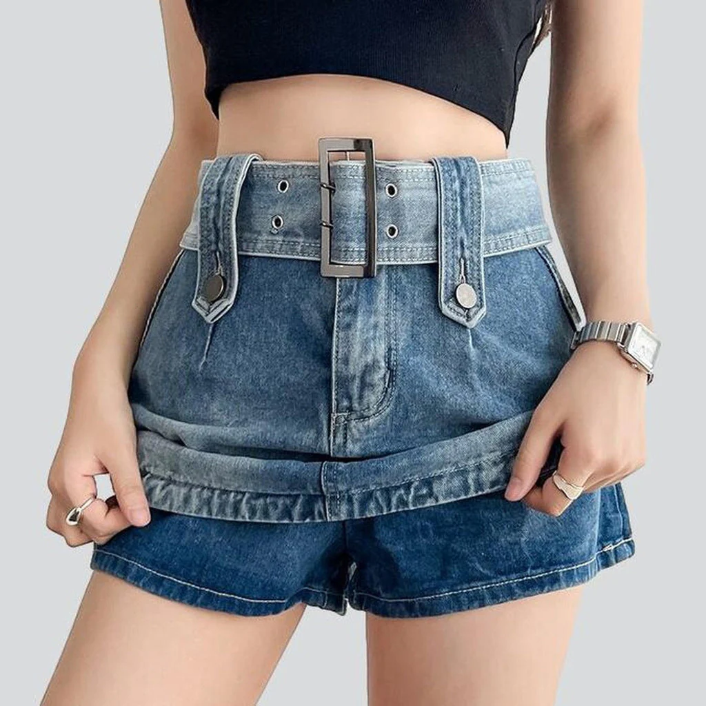 Wide belt mini denim skirt - Image 6