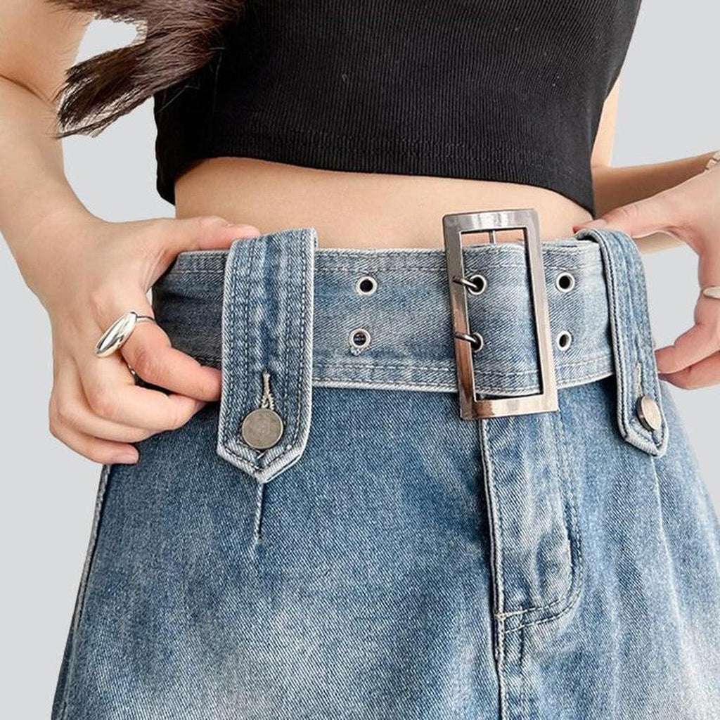 Wide belt mini denim skirt - Image 7