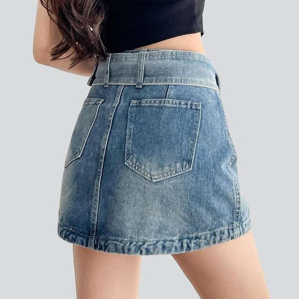 Wide belt mini denim skirt - Image 8