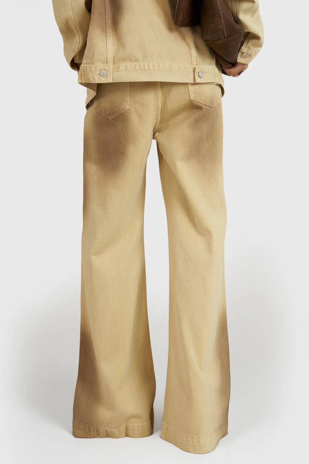 Wide High Waisted Jeans with Sewing Details - YelLow - Image 2