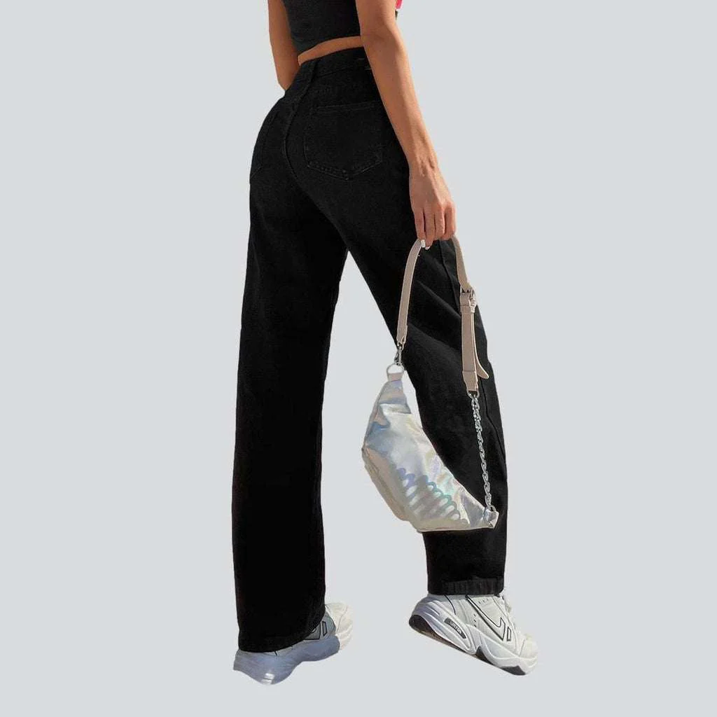Wide-leg black jeans with chain - Image 3