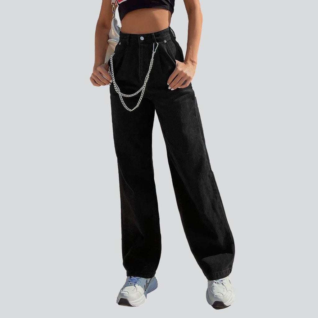 Wide-leg black jeans with chain - Image 4