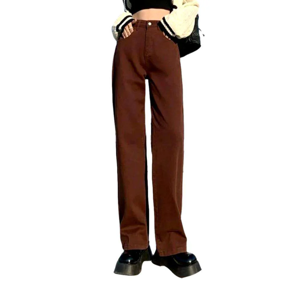 Wide-leg color jeans for ladies - Image 3