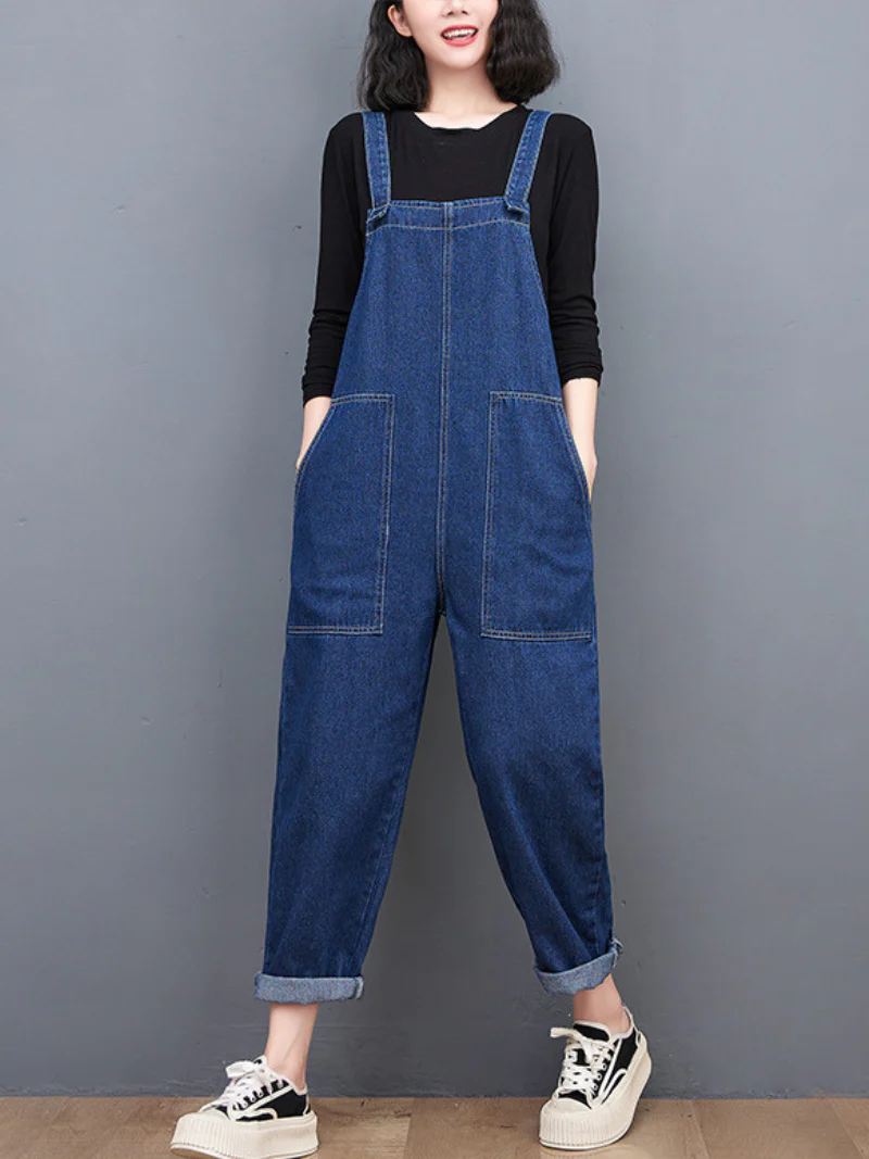 Wide Leg Denim Overalls For Women/Casual Jumpsuit/Summer Spring Jumpsuit - Image 4