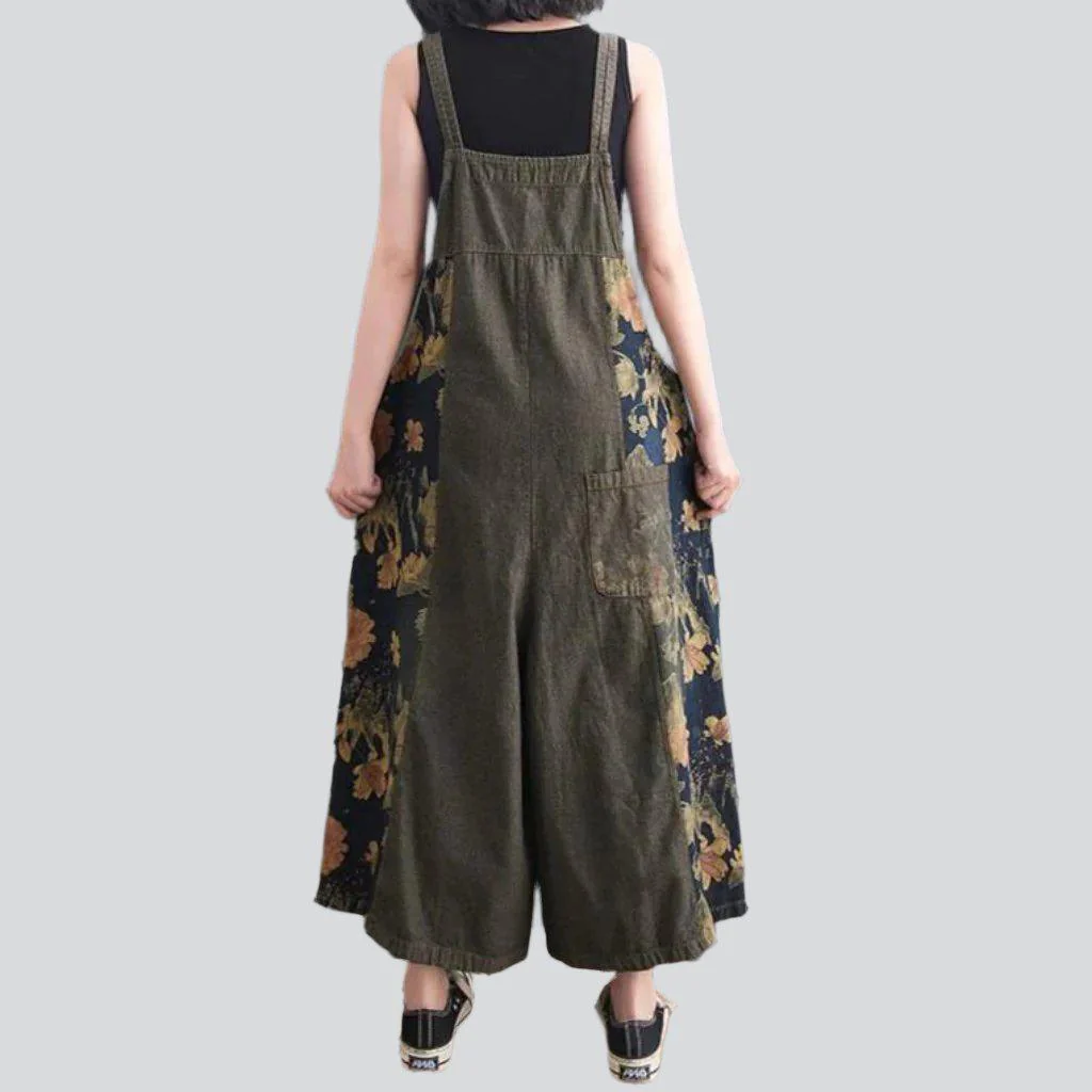 Wide-leg flowery women's denim jumpsuit - Image 8