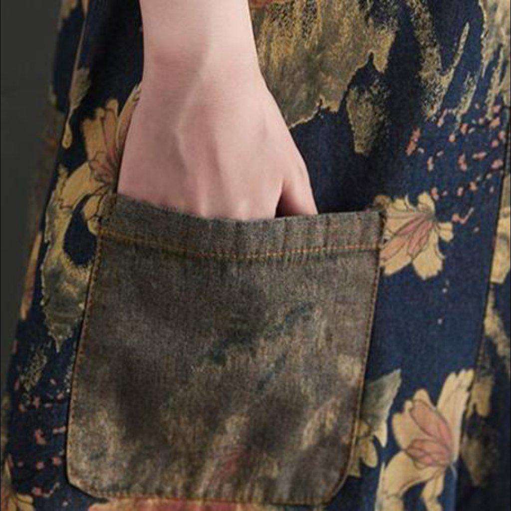 Wide-leg flowery women's denim jumpsuit - Image 9