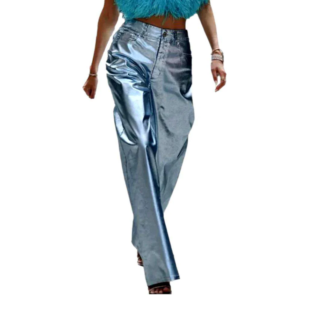 Wide-leg high-waist jeans pants for ladies - Image 2