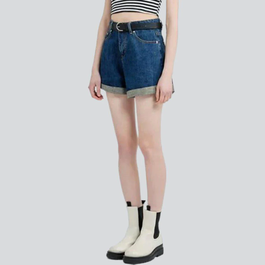 Wide-leg mid-wash denim shorts - Image 4