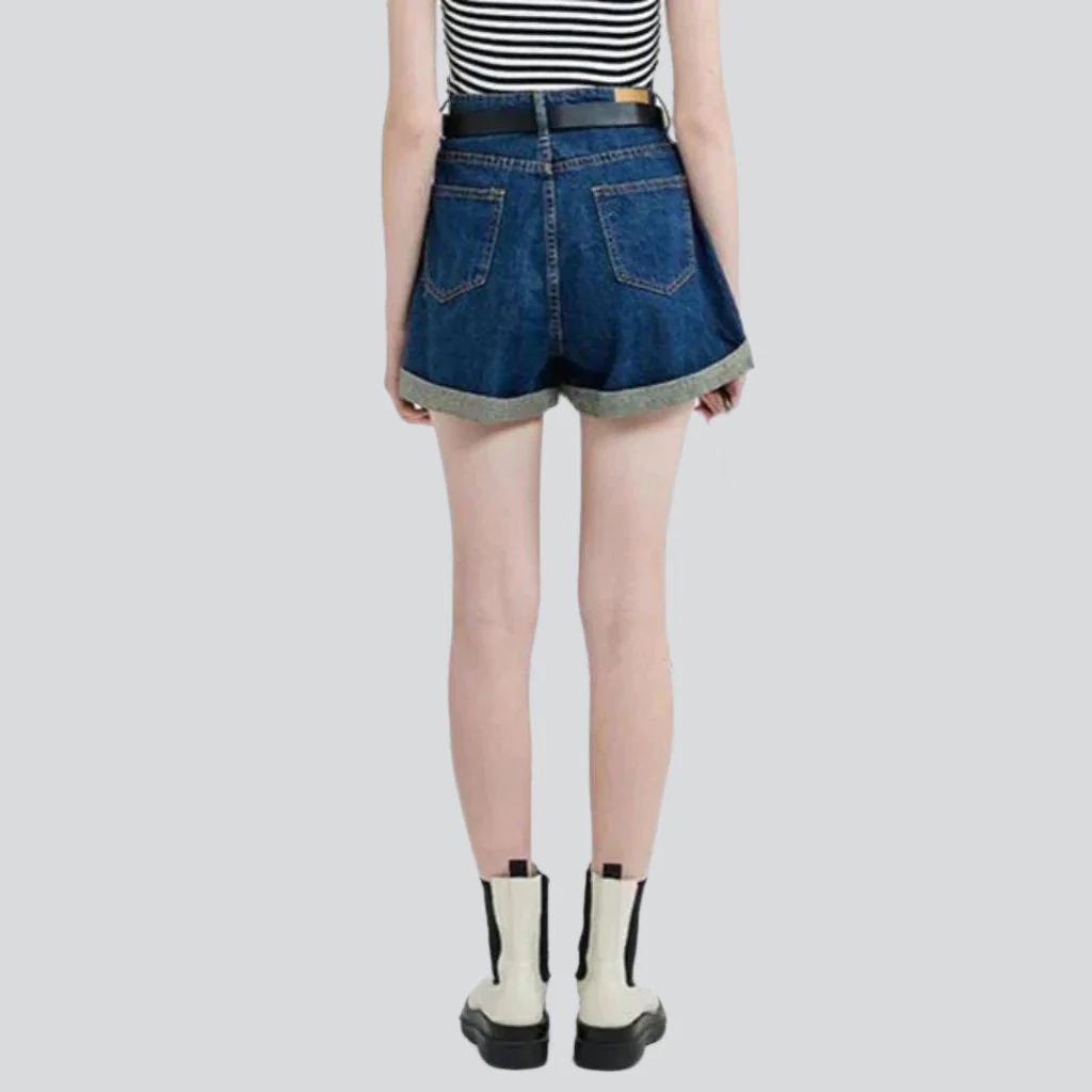 Wide-leg mid-wash denim shorts - Image 5