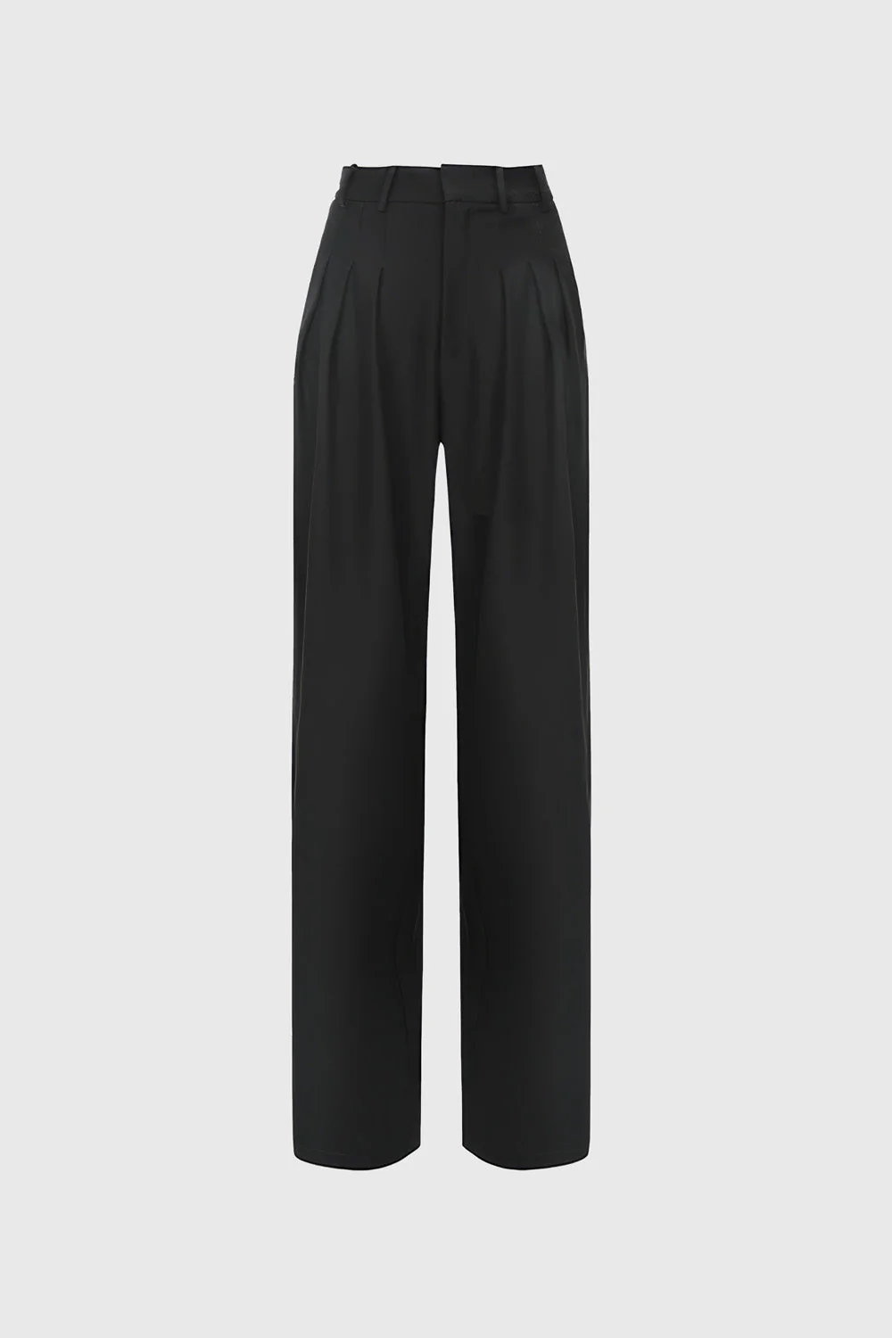 Wide Leg Pleated Trousers - Black - Image 4
