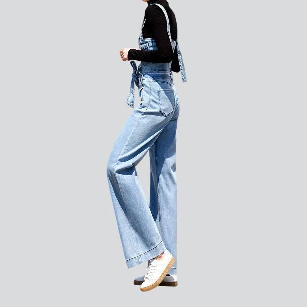 Wide-leg stylish women's denim jumpsuit - Image 3