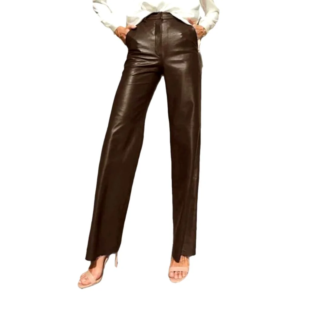 Wide-leg wax jean pants for ladies - Image 4