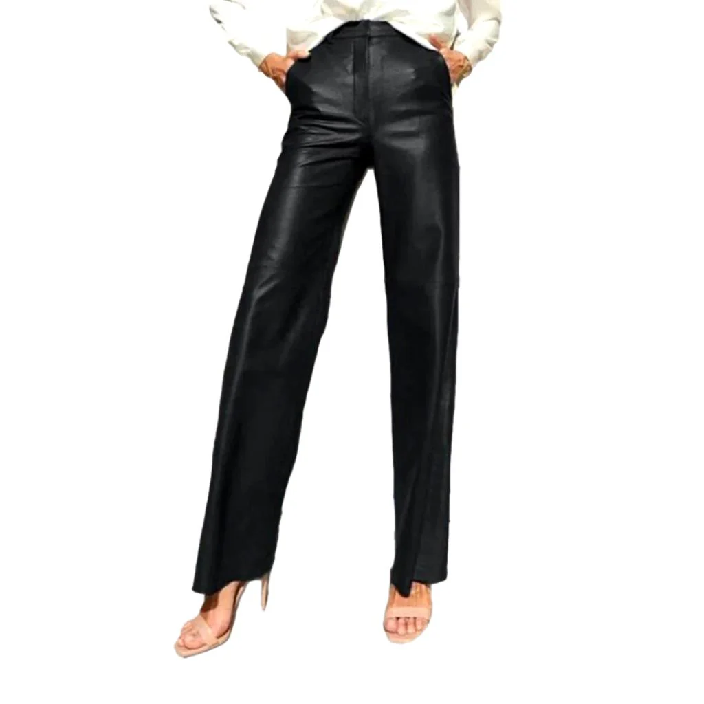 Wide-leg wax jean pants for ladies - Image 5