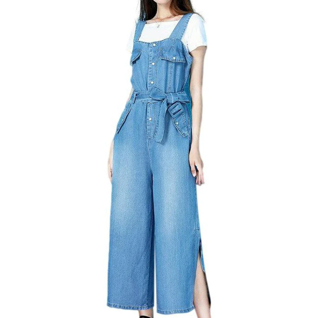 Wide-leg women's denim dungaree - Image 2