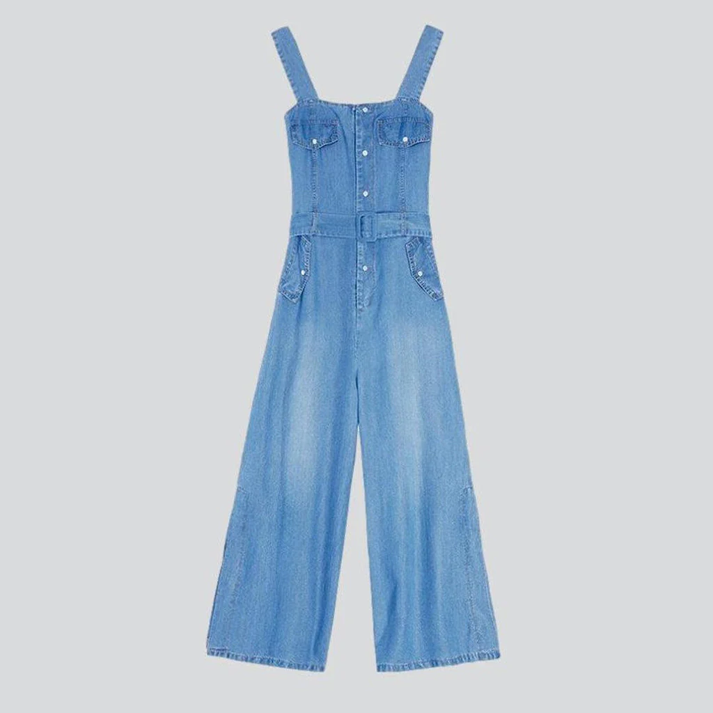 Wide-leg women's denim dungaree - Image 4
