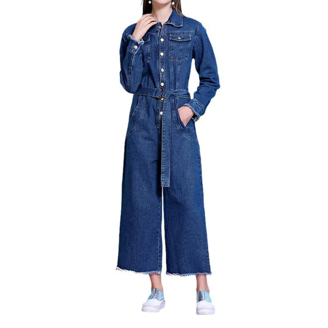 Wide-leg women's denim overall - Image 2