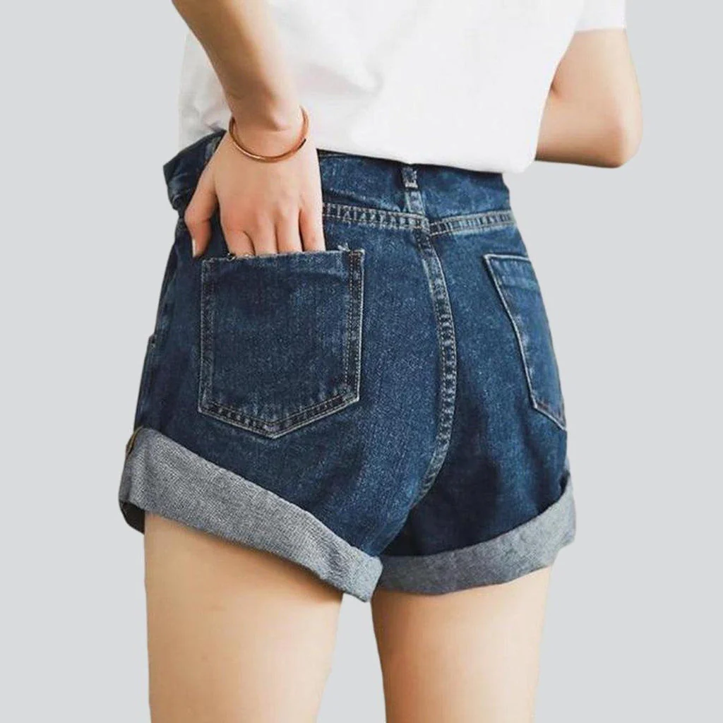 Wide-leg women's jeans shorts - Image 15