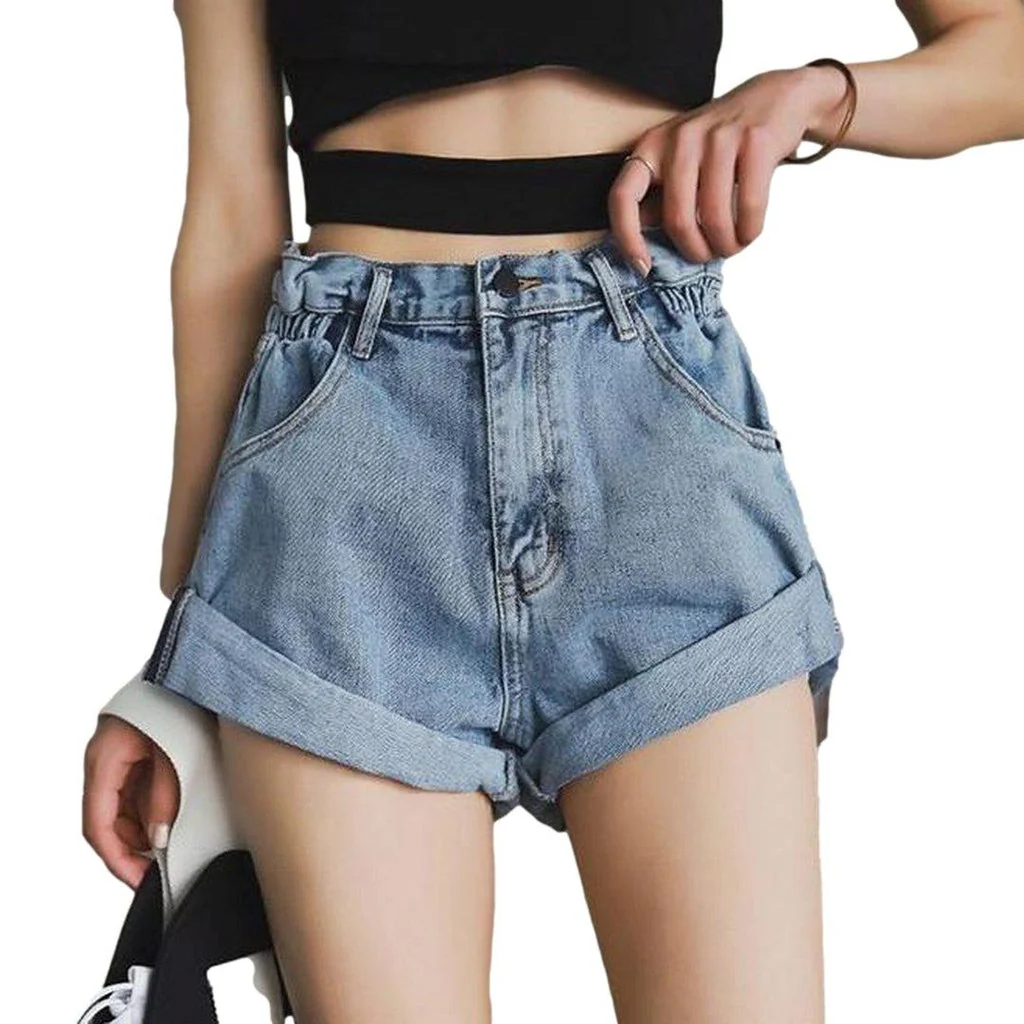 Wide-leg women's jeans shorts - Image 4