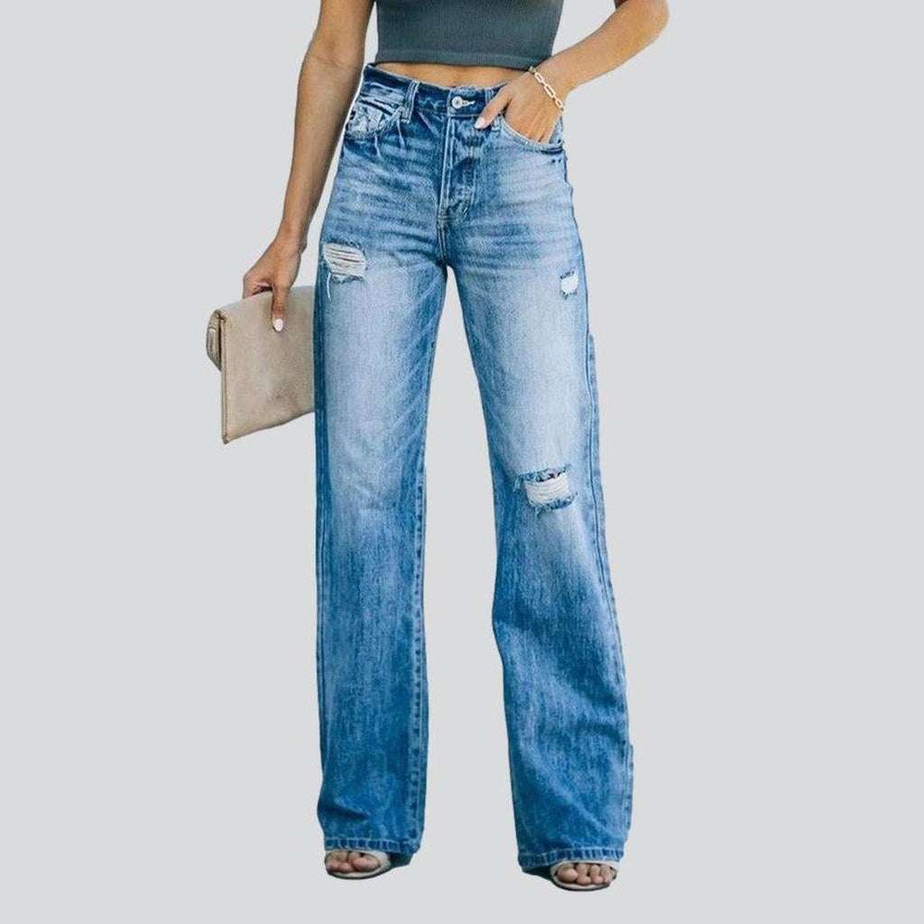 Wide leg women's ripped jeans - Image 3