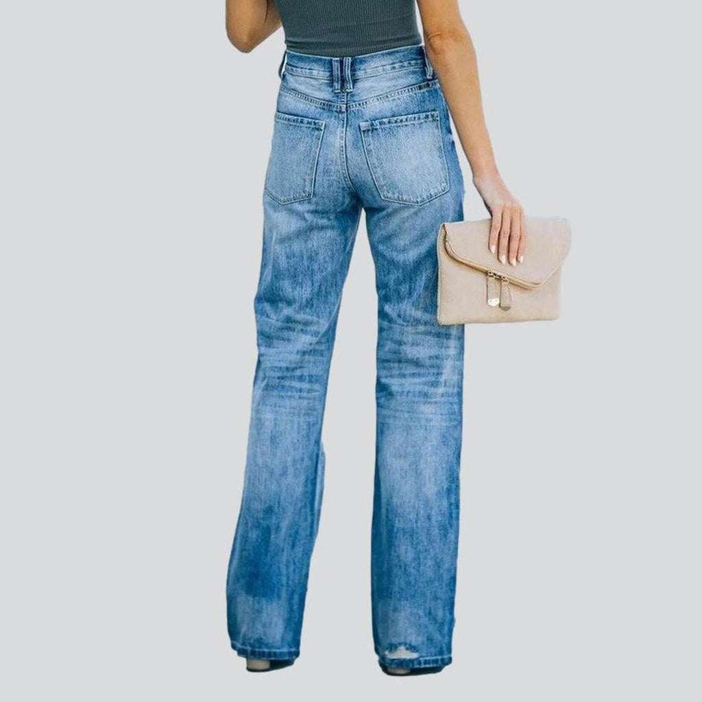 Wide leg women's ripped jeans - Image 4