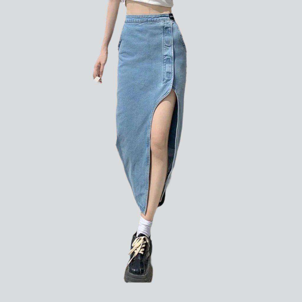 Wide slit women's denim skirt - Image 6