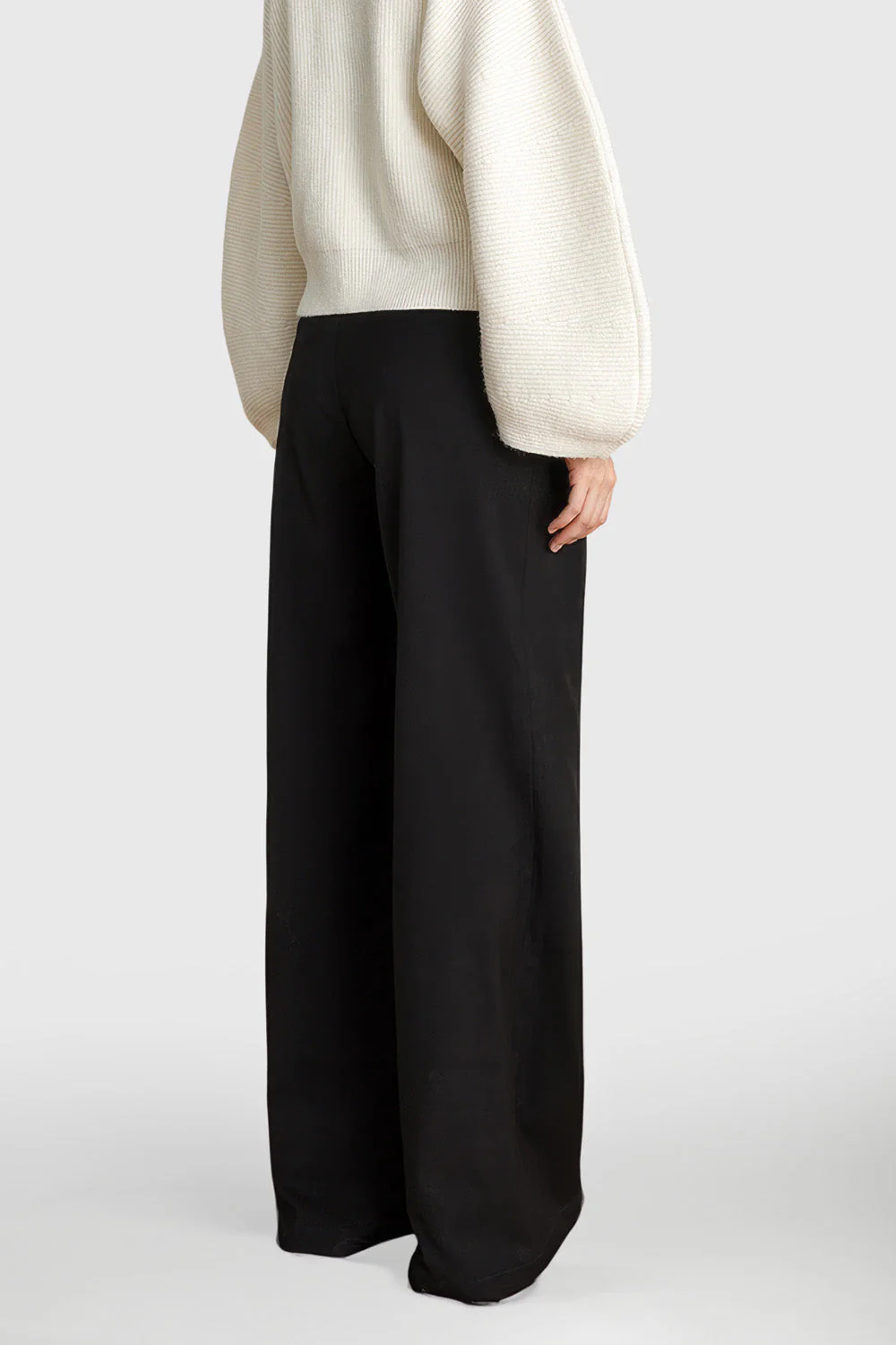 Wide Waistband Long Trousers - Black - Image 2