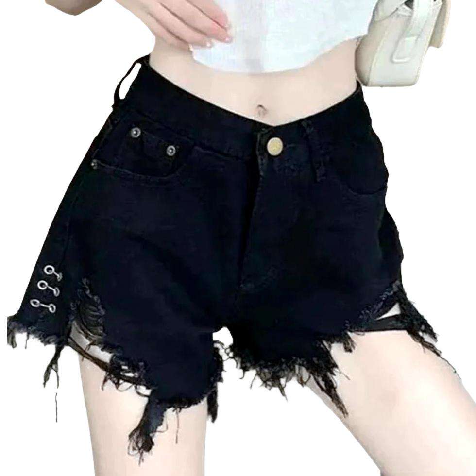 Wide women's distressed denim shorts - Image 3