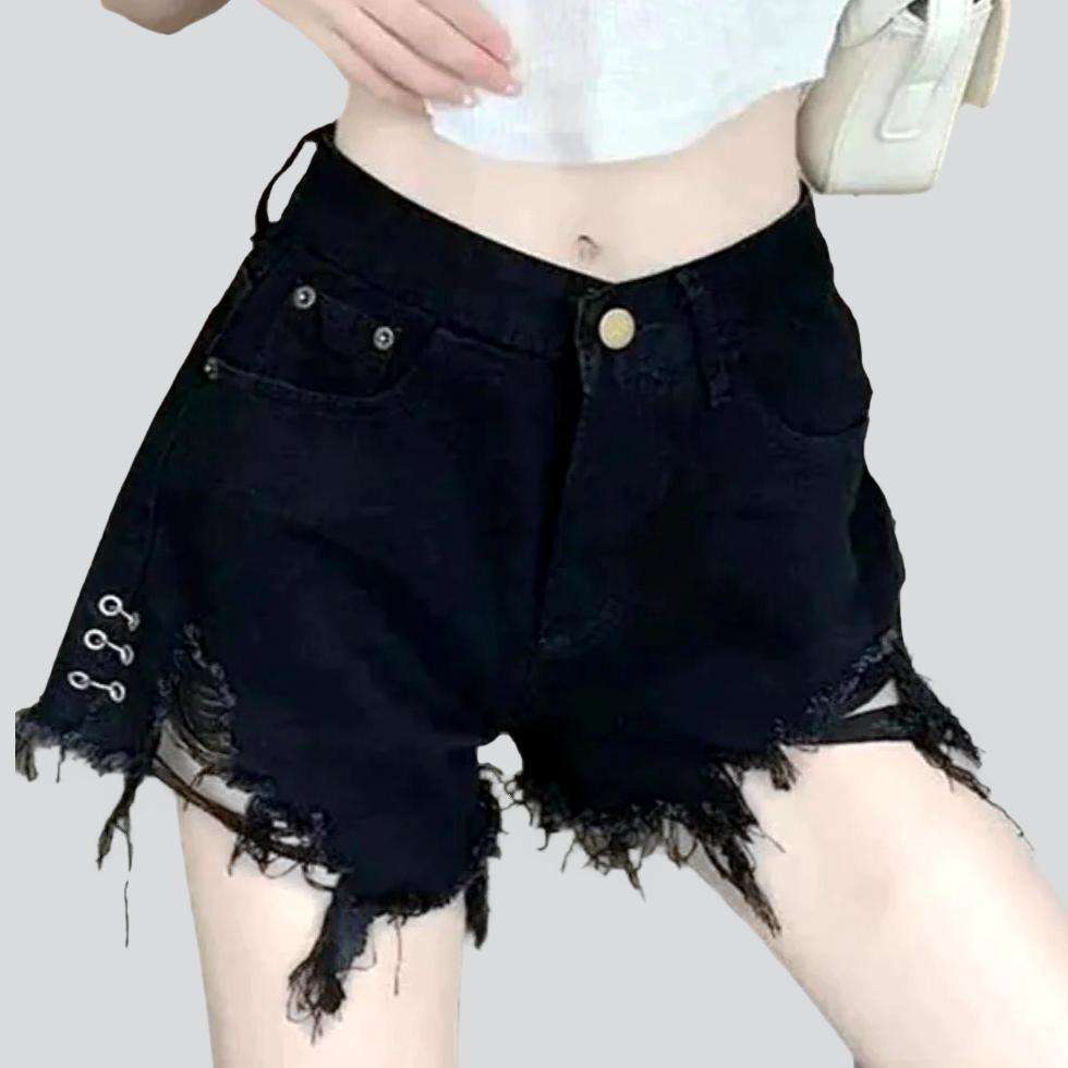Wide women's distressed denim shorts - Image 4