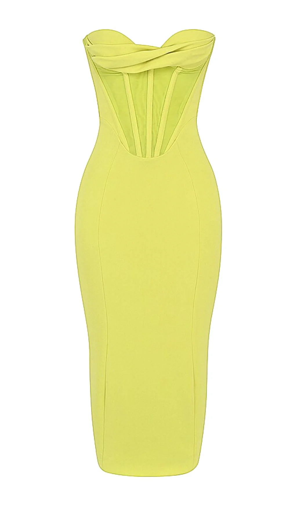 Yellow Strapless Bandage Midi Dress - Image 5