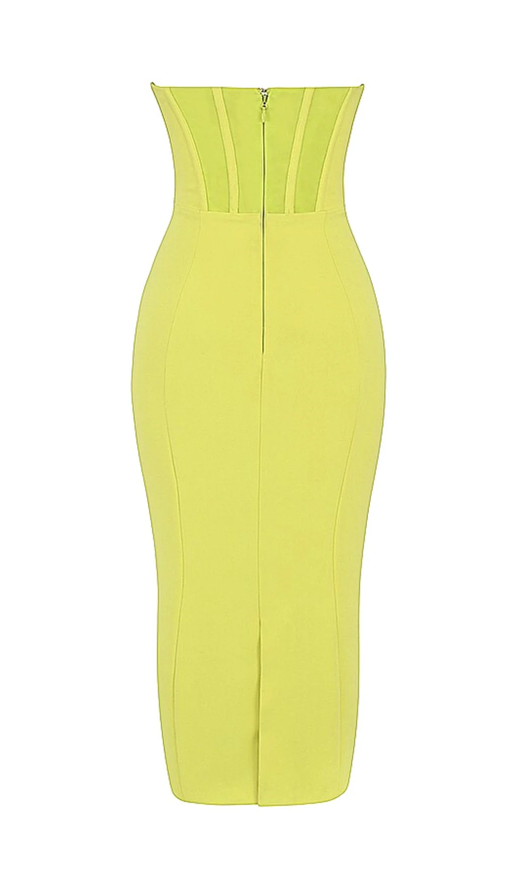 Yellow Strapless Bandage Midi Dress - Image 6