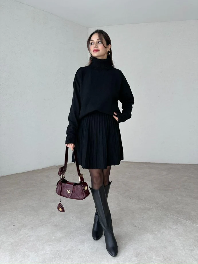 Winona Turtleneck Sweater Pleated Skirt Set - Image 10