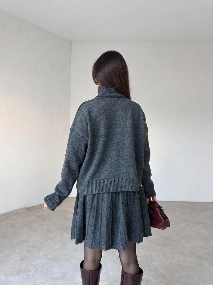 Winona Turtleneck Sweater Pleated Skirt Set - Image 8