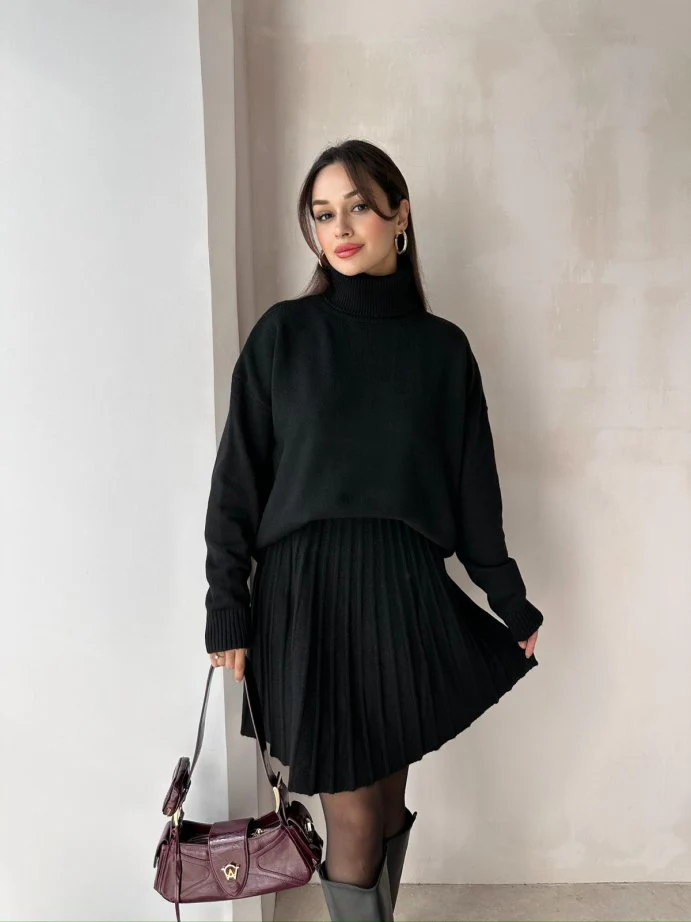 Winona Turtleneck Sweater Pleated Skirt Set - Image 9