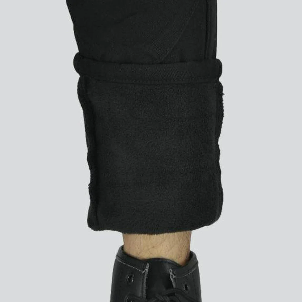 Winter black men's biker jeans - Image 6