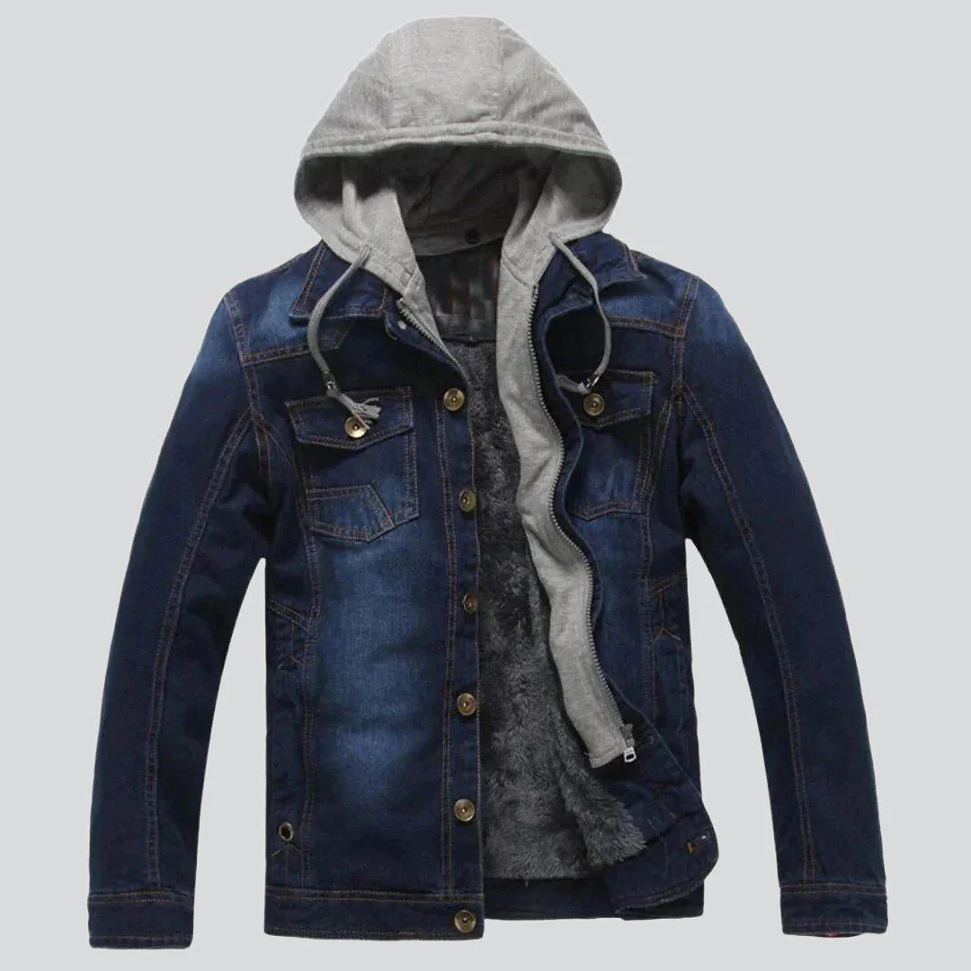 Winter hooded men's denim jacket - Image 9