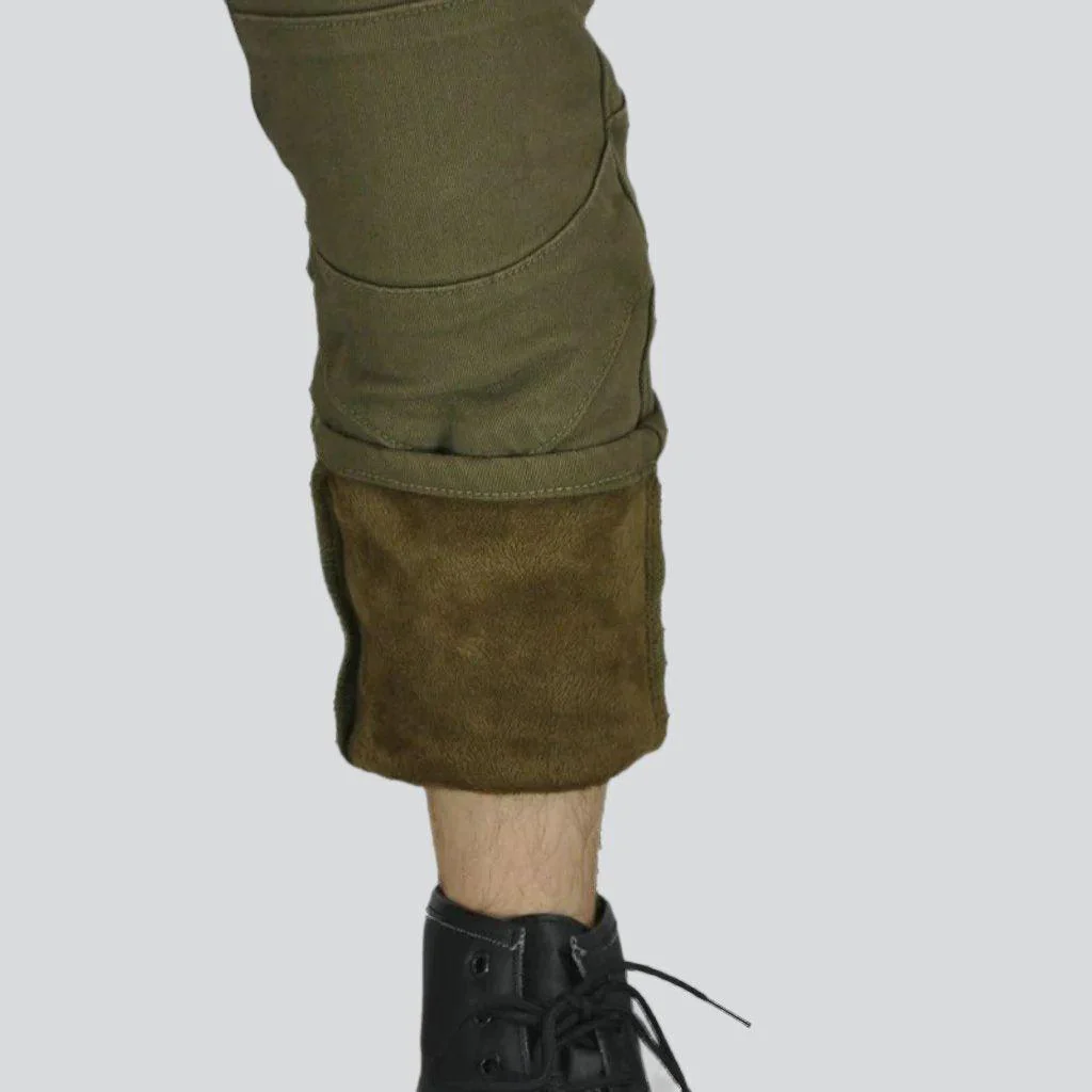 Winter khaki men's biker jeans - Image 6