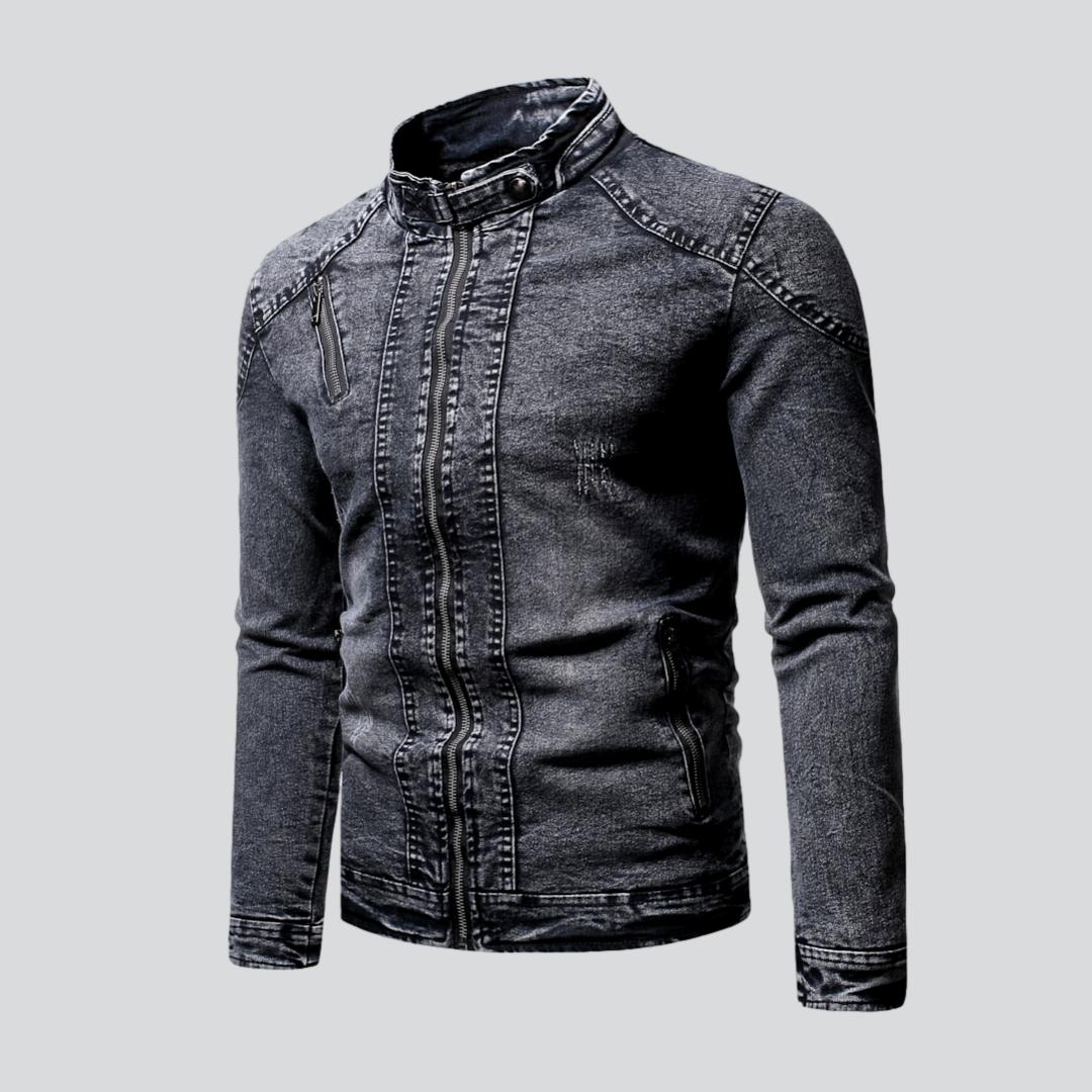 Winter men's moto denim jacket - Image 11