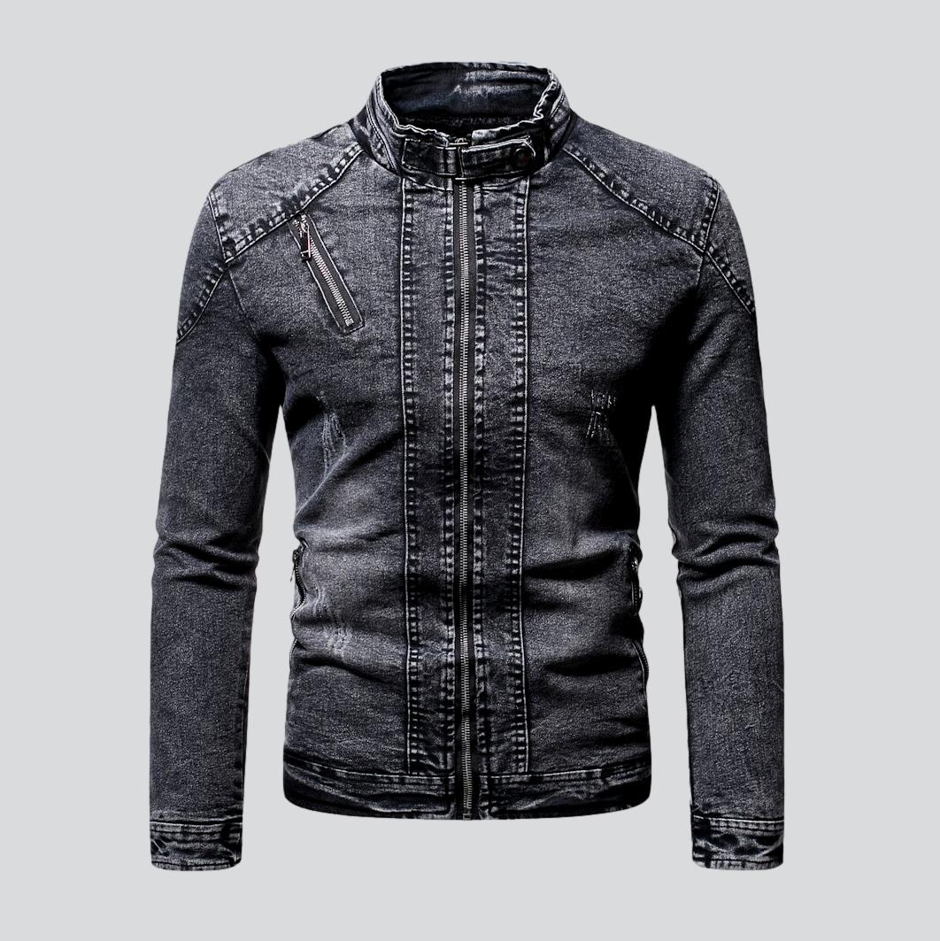 Winter men's moto denim jacket - Image 4