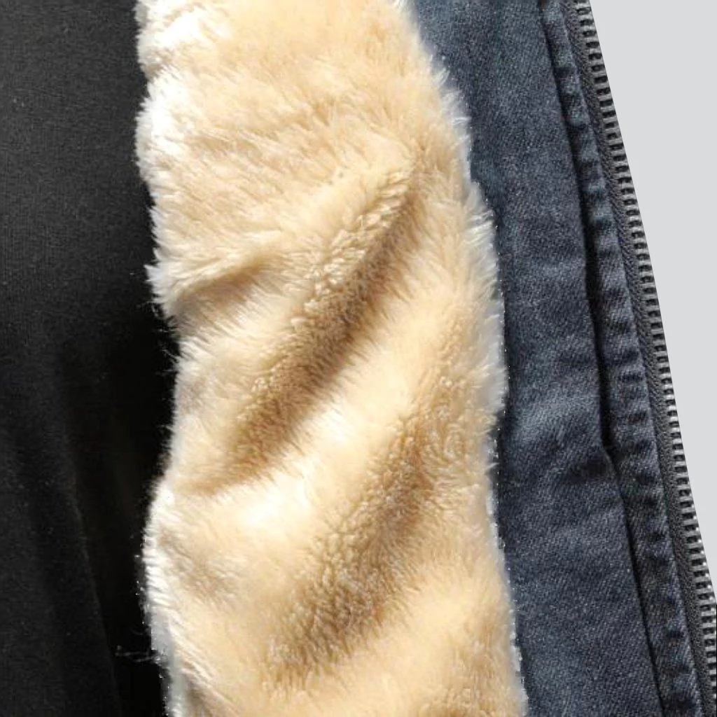 Winter vintage biker denim jacket - Image 6