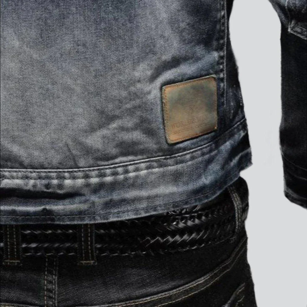 Winter vintage biker denim jacket - Image 7